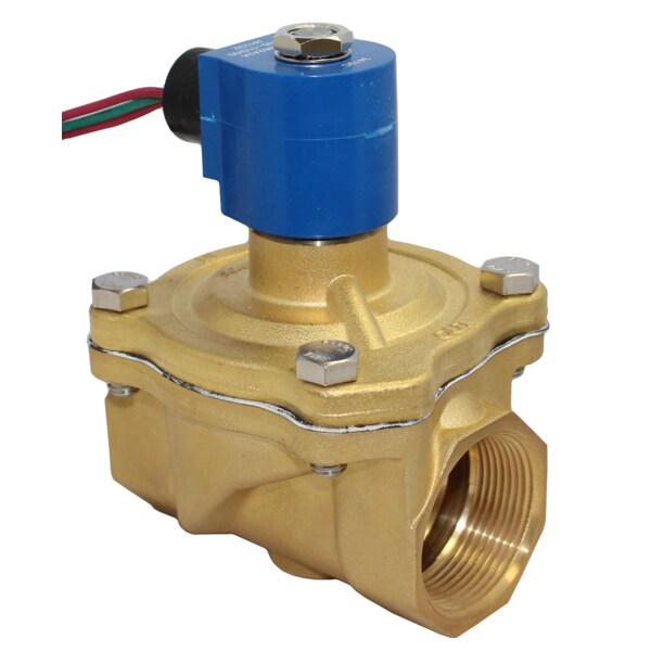 Solenoid Valve, 2-Way, 1 in Pipe Size, 120V/60V, 110V/50V, Diaphragm, Pilot Operated, Brass, PTFE